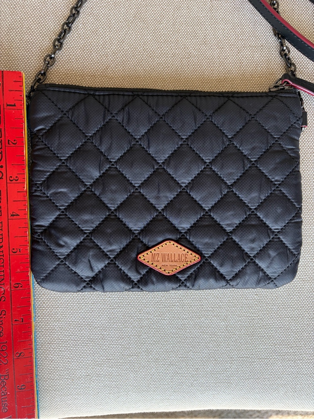 MZ Wallace Black Quilted Crossbody with Chain Strap Zip closure lightweight - Picture 15 of 16